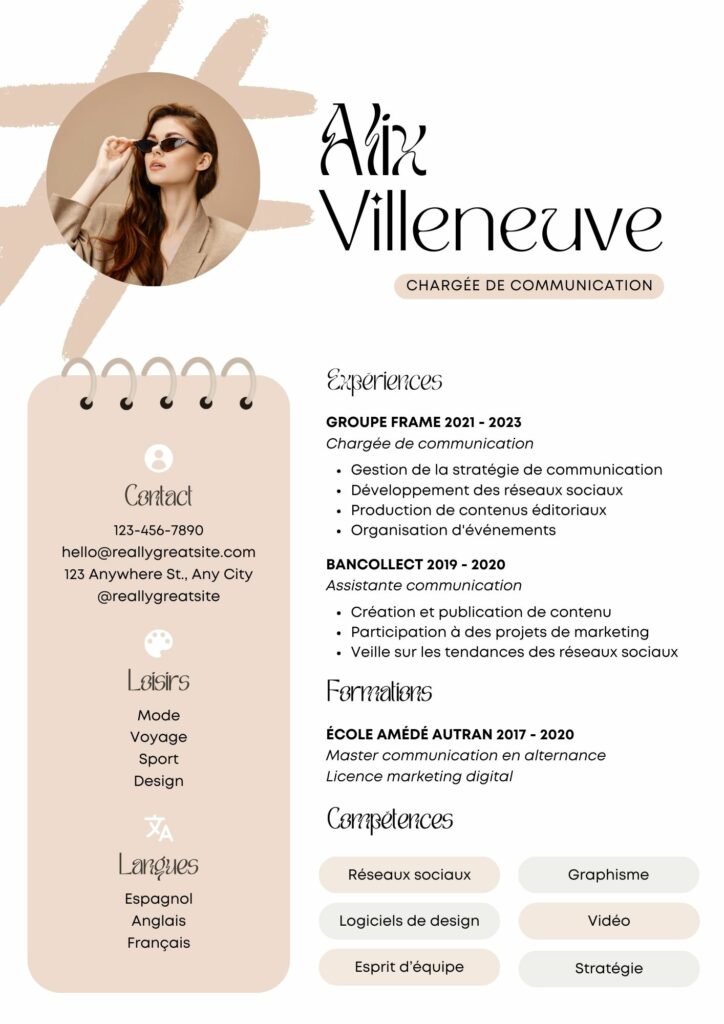exemple de CV professionnel conçu par les accros du web en Guadeloupe