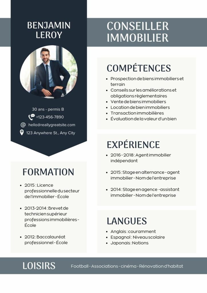 exemple de CV professionnel conçu par les accros du web en Guadeloupe